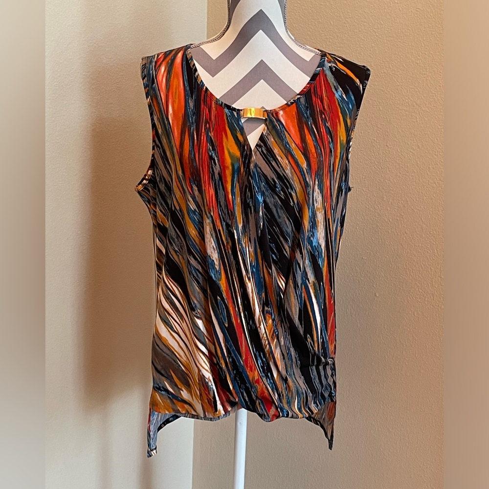 Jennie & Martis Wrap Front with Gold Details Blouse - Top - Shirt - Size:Large